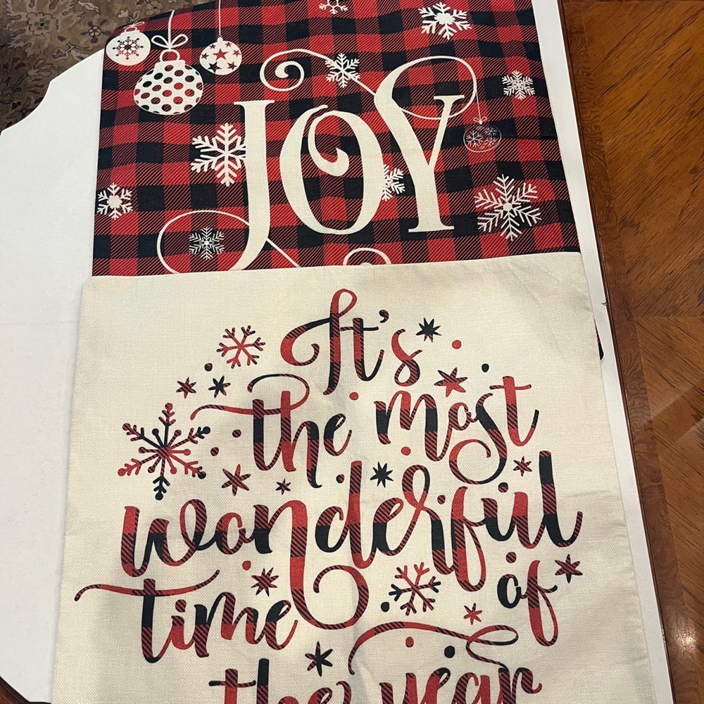 Festive Holiday Euro Pillow Covers. Set of 2.